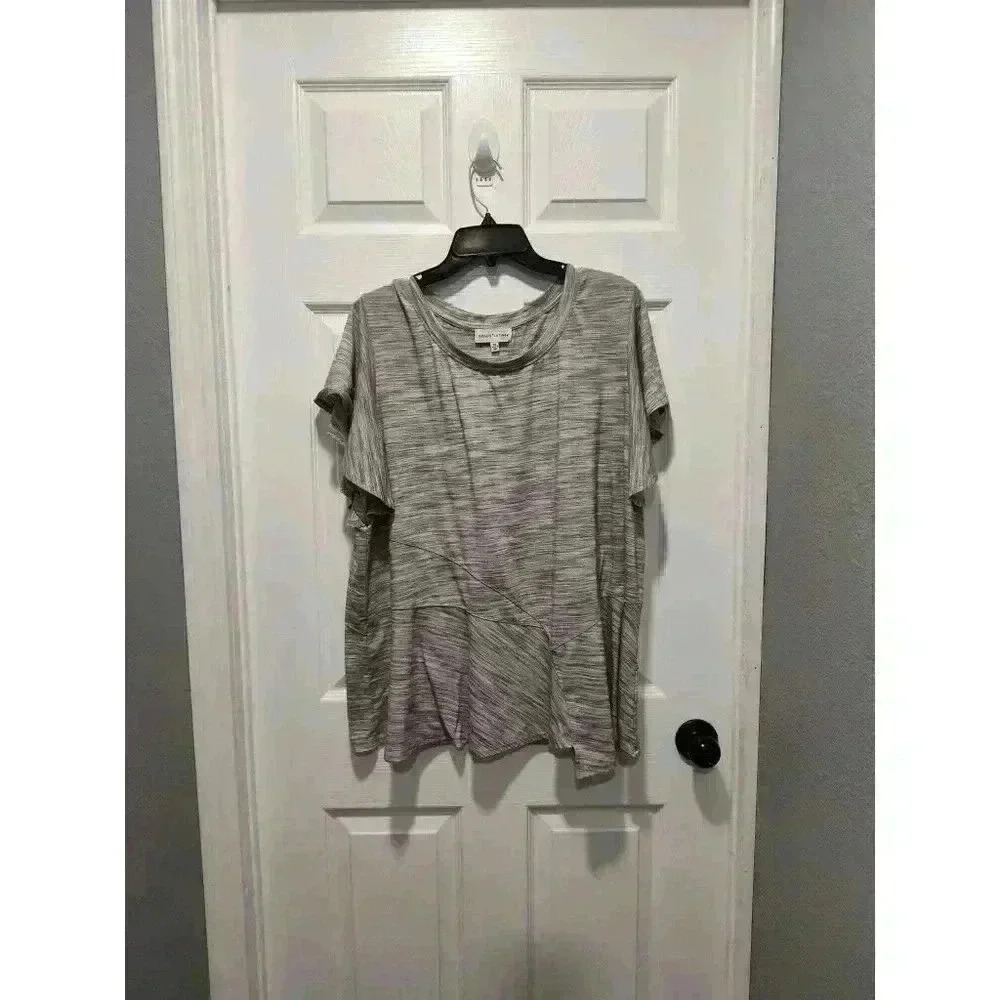 Gibson & Latimer Womens Top 2X Gray Short‎ Butterfly Sleeve Blouse Layered